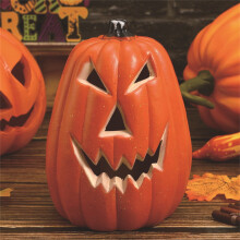 Citrouille décorative lumineuse à LED, fonctionne sur piles, 18 x 13 cm, accessoire d'Halloween pour intérieur/extérieur, compatible avec les