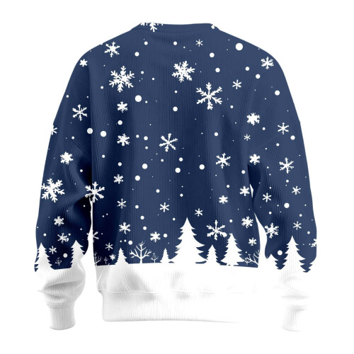 Herren-Strickpullover mit Rentier- und Schneeflockenmuster, langärmelig, Rundhalsausschnitt 2