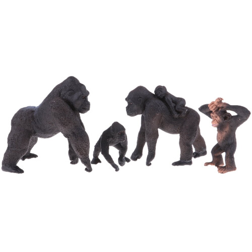 Statuetta realistica di gorilla con cuccioli da 7,6 cm (3 pollici).