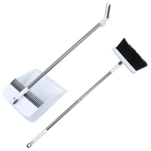 Ensemble pelle et balayette pliables avec manivelle rotative de 93 cm