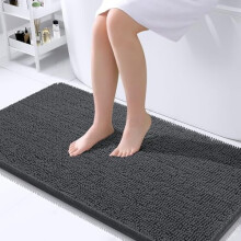 Chenille badrumsmatta mörkgrå 122x63 cm gummibaksida