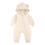 Macacão com capuz de ursinho para bebê, bege, 0-3 meses. 1