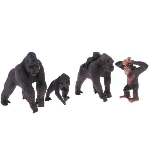 Statuetta realistica di gorilla con cuccioli da 7,6 cm (3 pollici). 1