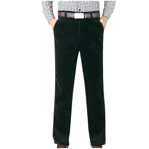Calça de veludo cotelê masculina, corte reto, em algodão.