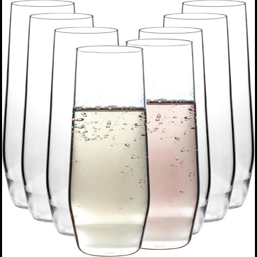 D'Eco Άθραυστα Φλάουτα Σαμπάνιας 12oz (Σετ 8 τεμαχίων) – Tritan, Συμβατά με πλυντήριο