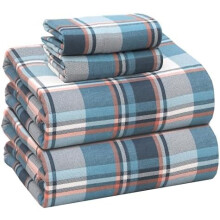 Flanellen lakenset voor eenpersoonsbedden (twin size) – 4-delig – 100% dubbel geborsteld katoen, 40 cm diepe hoeslakens, geschikt voor alle