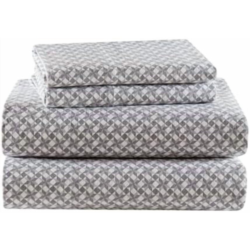 Σετ σεντόνια φανέλας από βαμβάκι True North – Cozy Snowflake Print, 4 τεμάχια, Deep Pocket (έως 12"), Full