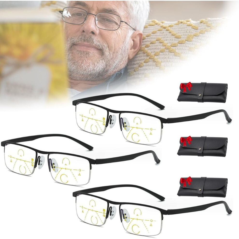 Solymall Intellireaders, Third Generation Titanium Progressive Far and near Dual-Use Reading Glasses
