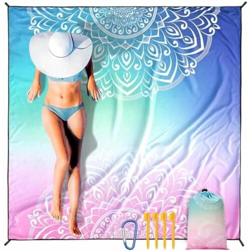 Couverture de plage imperméable et anti-sable 200 x 210 cm