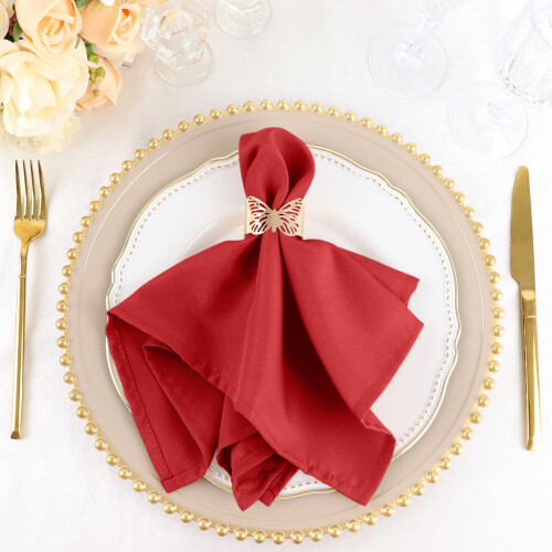 BalsaCircle 20 Pieces 17" Red Polyester Luncheon Napkins Wedding