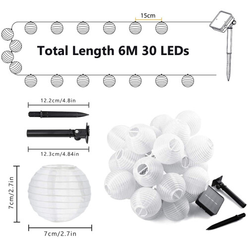 Ηλιακά φαναράκια σε σχήμα γλάστρας, 19,68ft30LED με σχήμα γλάστρας, 8 λειτουργίες, 2
