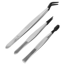 3-delige pincet voor postzegelverzameling, precisiegreep, zilverkleurig, 4,5 x 0,31 x 0,27 inch