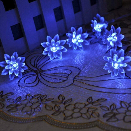 Φωτιστικά Sloar Flower String, LED Lotus Fairy Lights Αδιάβροχα Χριστουγεννιάτικα Φώτα Λουλουδιών 2