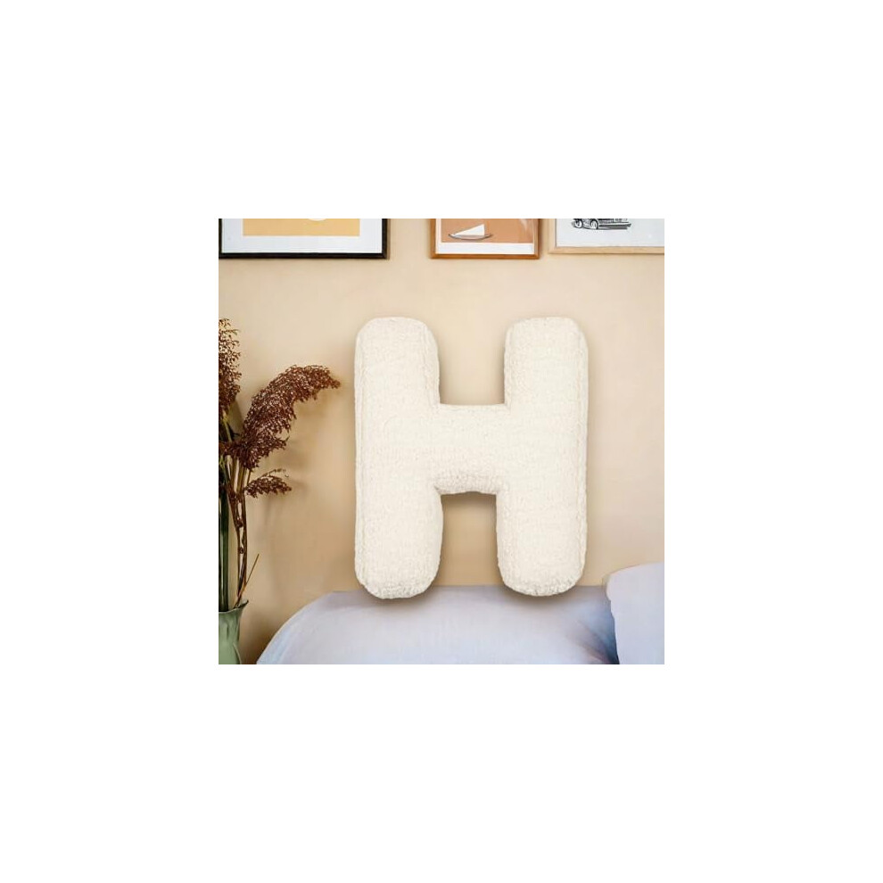 Letter H Plush Pillow, Hugging Throw Pillow, Decorative Initial Pillow for Bed, Couch, Sofa – Compatible with English Alphabet A-Z