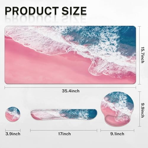 Σετ Mouse Pad πληκτρολογίου Pink Sand Beach 4 σε 1 (35,4x15,7") + στηρίγματα καρπού + βάση στήριξης, 2