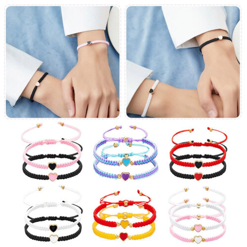 Set di braccialetti dell'amicizia a forma di cuore per coppie (2 pezzi) 2