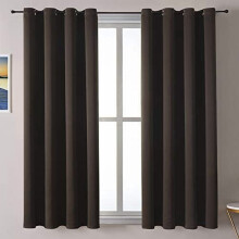 Grommet Blackout Curtains for Bedroom and Living Room - 2 Panels Set Thermal Insulated Room Darkening Curtains (Brown, 52W x 63L)