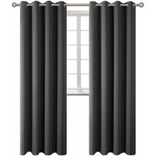 Blackout Curtains for Living Room - Grommet Thermal Insulated Room Darkening Curtains for Bedroom, 2 Panels of 52 x 95 Inch, Dark Grey