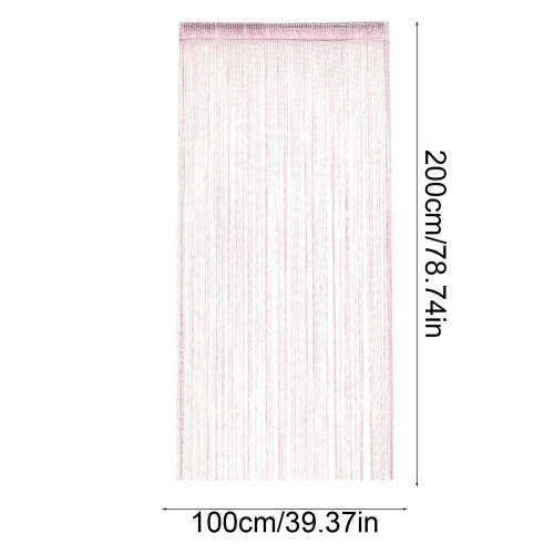 Silver Beaded Curtain 40x79in Pink Polyester Tassel Room 2