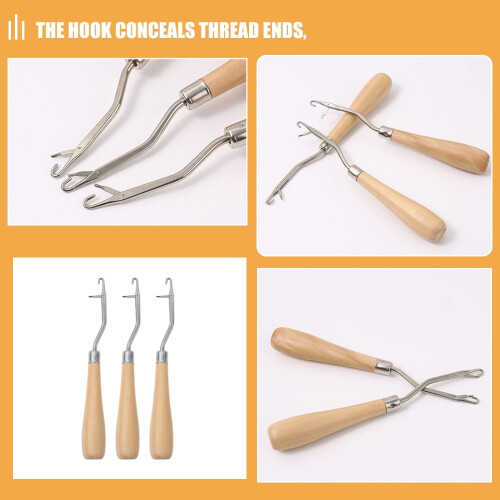 Worgeous6PCS Εργαλεία πλεξίματος για μαλλιά και χαλιά Σετ βελονών με γάντζο για ύφανση, 2