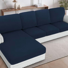 Ensemble de 8 housses de canapé d'angle bleu marine en jacquard