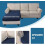 Ensemble de 8 housses de canapé d'angle bleu marine en jacquard 4