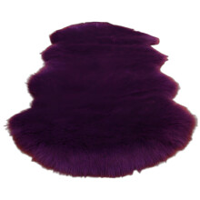 AUQ Faux Fur Rug Soft Long-Pile Design Artificial Fur Sheepskin Carpet Non-Slip Foot Mat Sheepskin Rug Purple
