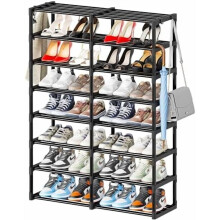 Étagère à chaussures en métal à 8 niveaux – 12 à 15 paires, empilable