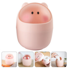 Poubelle de bureau en forme de seau, petite poubelle avec couvercle, poubelle rose