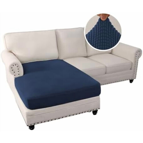 Ensemble de 8 housses de canapé d'angle bleu marine en jacquard 1