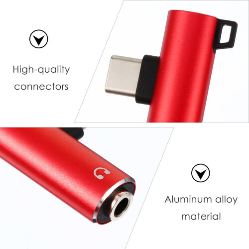 Adapter USB C do gniazda słuchawkowego 3,5 mm, czerwony 1
