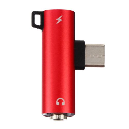 Adapter USB C do gniazda słuchawkowego 3,5 mm, czerwony 2