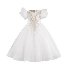 Vestido de lentejuelas transparente para niñas grandes, estilo princesa, elegante y de color liso, con falda hermosa, ideal para niñas de 2 a 14