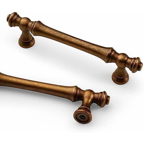 10-pack 9,5 cm champagnefärgade skåphandtag i brons