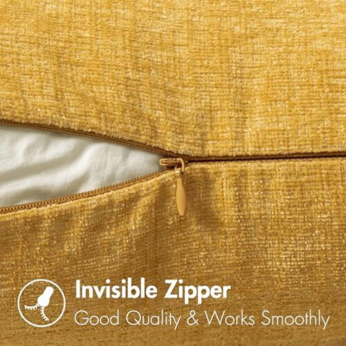 mosterdgele chenille kussenhoezen 18x18 inch 2