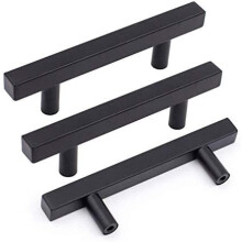 Lot de 20 poignées de meuble noires 76 mm (3 po) noir mat, poignées de tiroir en forme de T pour placards et tiroirs de cuisine
