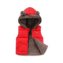 Manteau d'hiver pour bébé garçon/fille, gilet à capuche rembourré et chaud, sans manches, avec oreilles d'ours et fermeture éclair, pour
