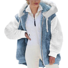 Warme winterjas voor dames, imitatiebont, winterjas met ritssluiting, lange mouwen, buitenjas