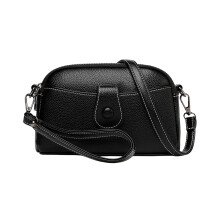 Modische Umhängetasche aus echtem Leder für Damen, Handytasche aus Leder für Damen, kleine modische Schultertasche – Schwarz
