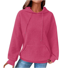 Admvng Damen-Hoodies, lässige Langarm-Pullover-Sweatshirts, Rundhalsausschnitt, einfarbig, Größen S-2XL