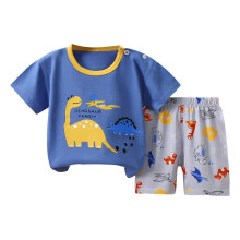 Completo estivo per bambini e bambine, composto da maglietta a maniche corte e pantaloncini con stampa a cartoni animati, taglia 2 pezzi, 18-24 mesi.