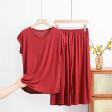 Pyjamaset voor dames: losse nachtkleding, shirt met ronde hals en short, zomerse nachtkleding