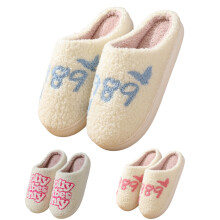 Pantoufles amusantes et mignonnes à chiffres pour femmes, douces et moelleuses, en mousse à mémoire de forme, à enfiler à la maison, à la