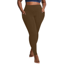 Dámske legíny Solid Plus s vreckom, elastické, s vysokým pásom, veľkosť XL-5XL