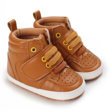 Zapatillas deportivas altas transpirables YOUSNH para niños, suela plana, color marrón sólido – Compatibles con bebés y niños pequeños.