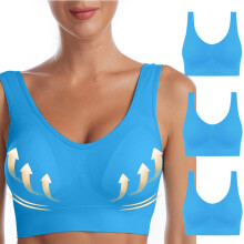 Lot de 3 soutiens-gorge sans armatures pour femmes, grandes tailles, respirants, de sport, à bonnets emboîtants, confortables, du S au 6XL
