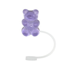 1602-100(G)$1/10 unidades Tampa de silicone com desenho de urso para canudo de vidro Stanley, capa protetora fofa contra poeira, capa para canudo de