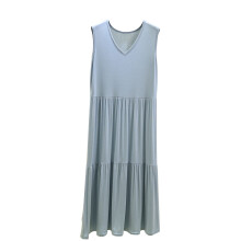 Damska, swobodna, modna, plisowana, jednokolorowa, plus size, bez rękawów, długa sukienka do spania, M-2XL, miękka, oddychająca