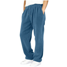 Pantaloni din catifea reiată pentru băieți, talie elastică și șnur de strângere, pantaloni lejeri casual pentru copii – Albastru, 12–13 ani