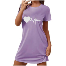 Női plus size szívmintás hálóing, kerek nyakú, dupla bolyhozott polár, puha tejselyem hálóing, rövid ujjú, S-2XL